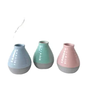 Custom Macaron Color Two-Tone Striped Ceramic Vase Factory, Exporter