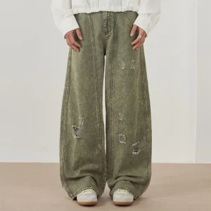 Custom Wide Leg Ripped Men's Jeans