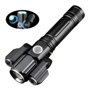 Ultra Bright Handheld Flexible 3 Heads LED Travel Flashlight USB Rechargeable 1000 Lumens Bike Front Torch