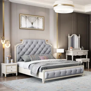 Luxury Genuine Leather Storage Bed