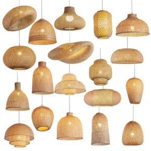 Pendant Lamp Shade Rattan Art Chandelier LED Bamboo Weaving Rattan Pendant Light