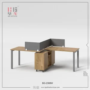 L Shaped Wooden Furniture Two-Person Computer Table Office Desk Workstation with Drawers