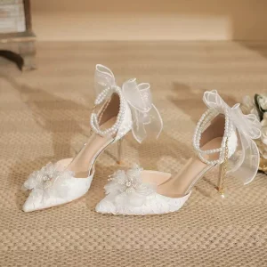 Factory Direct Wholesale High Quality Womens Designer Bow Wedding High Heel Sandals Customized Color/Size Sporty PU Upper Rubber