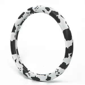 Hot Sale PU Leather Cow Pattern Car Universal 38cm Steering Wheel Cover