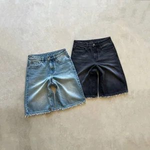 Custom Logo Embroidery Distressed Baggy Shorts