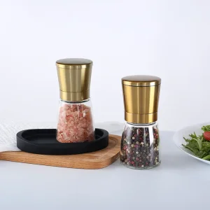 Buy Gold Metal Salt and Pepper Grinder Set with Base Companies, Quotes