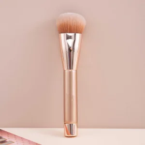 Pincel de Maquiagem Kabuki em Rosa Dourado Elegante