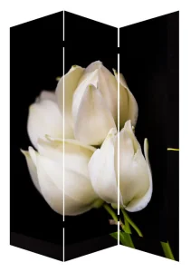 Decorative Flower 3 Panel Canvas/Wooden Folding Home Room Dividers