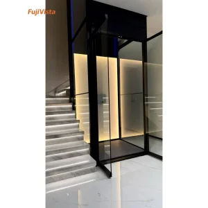 Fujivista Domestic Lifts Mrl Home Elevator Small Glass Villa Lift with Panoramic Observation Design and LED Lighting