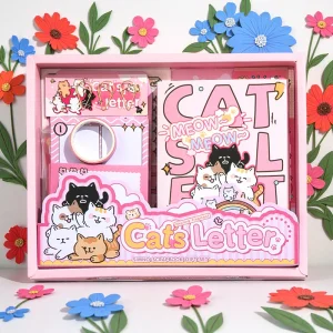 Cat Theme Cute Scrapbooking Kit A6 Grid Notebook Kawaii Stationery Set Journal Supplies Craft DIY Gift Girls New Year