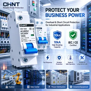 CHINT 125A DC220V DC MCB 1P 2P 125A Solar Circuit Breaker For Photovoltaic PV Inverter System Protection IEC Certified