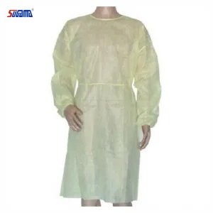 Bata de aislamiento desechable médica reutilizable recubierta de PE