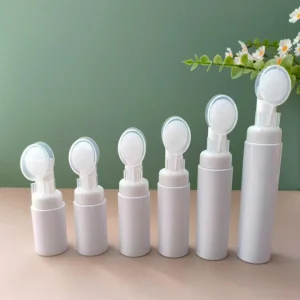 Wholesale Empty 60/100/120/150ml PET Foam Bottle with Silicone Brush, Custom Logo Cosmetic Packaging Container