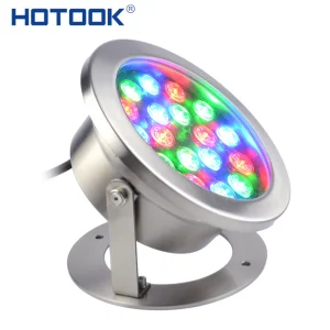 Hotook 18W Stainless Steel Submersible IP68 Fountain Pond Lamp RGB Multicolor DMX LED Underwater Light