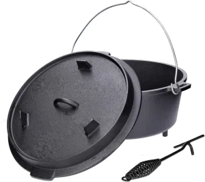 Kitchen Ware Non Stick Pre-seasoned Cast Iron Pot Dutch Oven Black Cookware Pot for Outdoor Picnic With Lid and Lapper