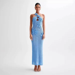Summer Casual Sexy Backless Woman Dresses Strappy Slim Fit Maxi Knit Cotton Women Camisole Sweater Clothing Dress For Women
