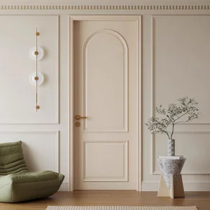 Porta de Interior de Madeira Estilo Francês em PVC, Porta de Madeira Sólida de Entrada para Casa, Hotel e Aplicações em Projetos