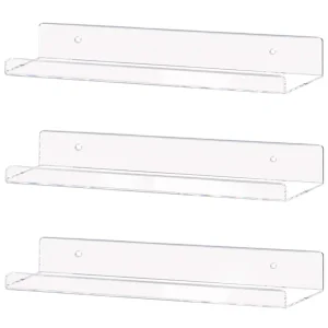 Clear Plastic Acrylic Shelf Invisible Floating Wall Ledge Bookshelf Kitchen Display Shelves