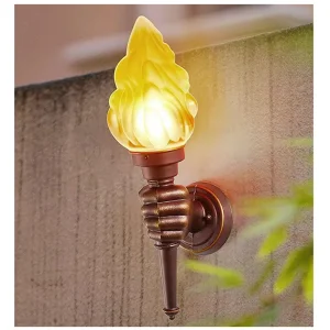 Vintage Art Deco Period Frosted-Glass Flame Torch Lamp Light Shade