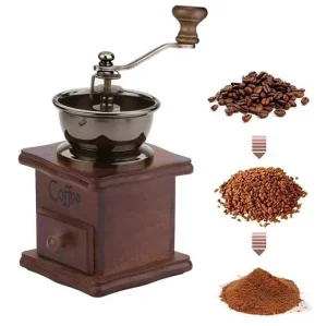 Conjuntos de regalo de molinillo de café manual de madera antigua