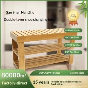 Bamboo Wooden Clothing Shop Stool Large Thick Household Item Bench Hotel Bench Household Product Home's Products Bamboo Product Entryway Living Room Bench