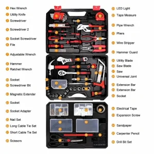 Kit de Ferramentas para Casa com Grande Estoque, Resistência à Ferrugem e Cabo Antiderrapante