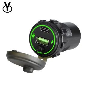 Waterproof 30W Type C and 36W USB a Car Charger with LED Light Options and Switch