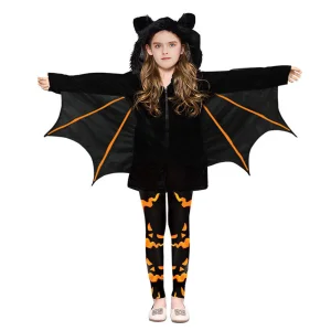 2025 New Halloween Children's Clothing Bat Cloak Cloak Catwoman Dress Party Cosplay Performance Dress