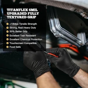 Heavy-Duty Black Disposable Nitrile Gloves Mil Fully Textured