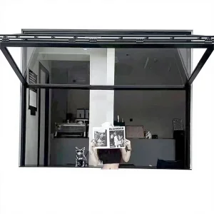 Postmodern Vertical Folding Soundproof Aluminum Alloy Window Cafe Milk Tea Shop Restaurant Heavy-duty Folding Window