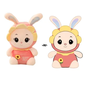 OEM Conejo de Flores Personalizado Peluche Hecho a Medida Conejito de Girasol Muñeco de Peluche Adorable