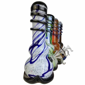 8" Wave Base Twisted Tip Soft Glass Water Pipe Funnel Slider Vaporizer