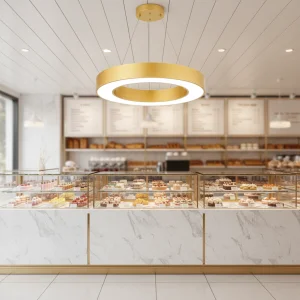 Golden Pendant Linear Ring Oval Lights for Reception, Lobby, Supermarket, Mall Engineering Projects