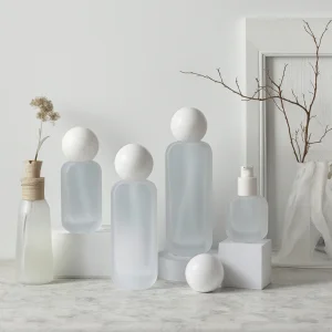 Luxury Frosted Skincare Packaging Set with Unique Spherical Ball Lid