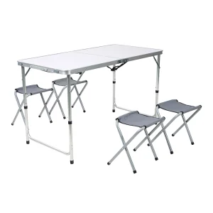 Modern Outdoor Bamboo Panel Metal Frame Folding Chair Table Set with Easy-Carry for Garden Beach Camping Courtyard & Park Use