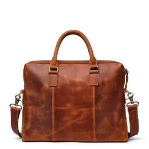 Cowhide Shoulder Diagonal Span Custom Leather Laptop Bag Briefcase for Men