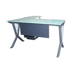 Modern Furniture Glass Desk Laptop Office Desk Solid Wood Glass Combined with Large Table