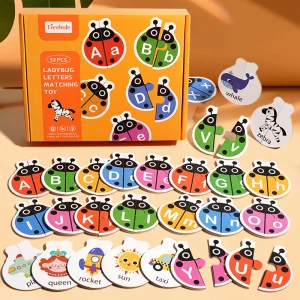 Early childhood alphabet recognition flashcard matching board game, children's educational animal word matching toy