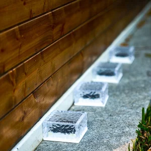 Multi Color 1 LED Solar Ground Light Waterproof Garden Pathway Ice Tile Lamp for Yard Driveway