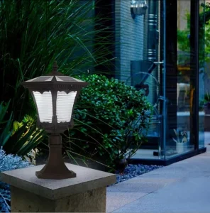 Candeeiro de coluna Solar Power Generation Diamond Aluminium Garden Bridge Decorativo Iluminação