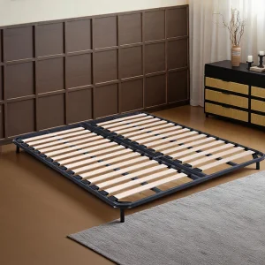 Sturdy Custom Size Pallet Wood Slat Twin Bed Frame Bedroom Furniture Super King Queen Full Size Metal Iron Bed Frames Modern