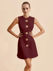 MIER 9131 Solid A-Line Dress