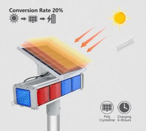 Iluminação de Calçada com Rampas Solares Vermelhas e Azuis de Alta Qualidade