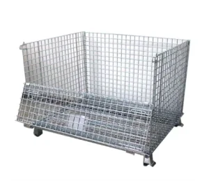 Heavy Foldable Wire Mesh Metal Pallet Folding Warehouse Lockable Steel Storage Cages Wire Mesh Pallet