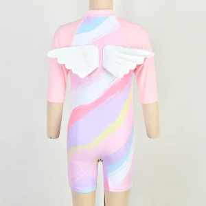 Children Ecofriendly UV Protection Swimsuit Girls One Piece Rash Guard Kid Wing Swimwear