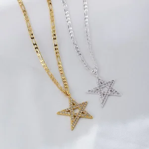 Custom Fashion Jewelry Psj Brass 18K Gold Plated Zircon Astrology Star Choker Necklace for Women