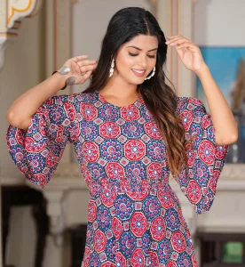 Multi Floral Printed Anarkali Dress