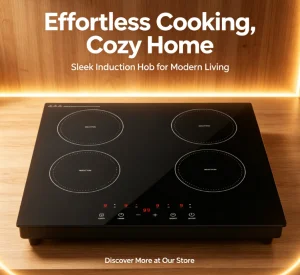 Multi-zone Induction Hob with 4 Cooking Zones, 88-280V, Built-in, Digital Display, Pan Sensor, Auto Shut-off, Black Glass Surfac
