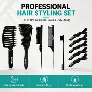 Custom Logo Hair Brush Comb Set