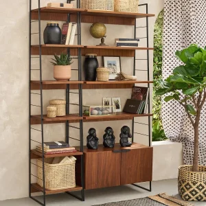 Walnut Wood & Metal Shelving